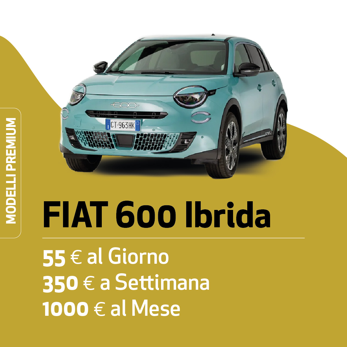 FIAT 600 Ibrida noleggio breve termine